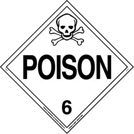 Poison Worded Placard, 10-3/4"W x 10-3/4"H, Permanent Vinyl, Pack/25