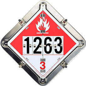 6 Legend Flip Placard System for Tankers, 13-1/2"W x 13-1/2"H, Aluminum, Red