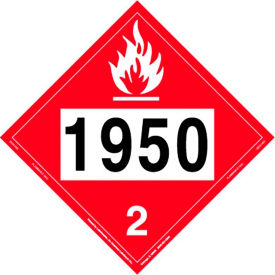 Flammable Gas Placard, UN 1950, 10-3/4"W x 10-3/4"H, Vinyl, Pack/25