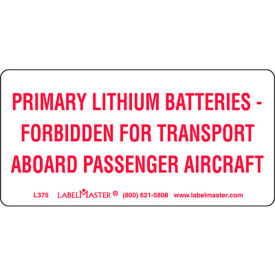 DOT Lithium Battery Marking Paper, 4"W x 2"H, Rolls of 500