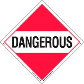 Dangerous Worded Removable Placard, 10-3/4"W x 10-3/4"H, Vinyl, Pack/25