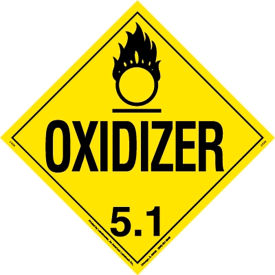 Hazard Class 5.1 Oxidizer Worded Placard, 10-3/4"W x 10-3/4"H, Vinyl, Pack/25