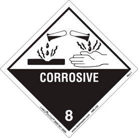 Corrosive Label, 10-3/4"W x 10-3/4"H, Paper, Rolls of 100