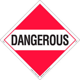 Dangerous Worded Placard, 10-3/4"W x 10-3/4"H, Permanent Vinyl, Pack/25