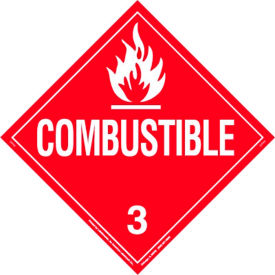 Combustible Liquid Worded Placard, 10-3/4"W x 10-3/4"H, Permanent Vinyl, Pack/25