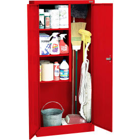 Value Line Light Duty Janitorial Cabinet, 30"W x 18"D x 66"H, All-Welded, Red