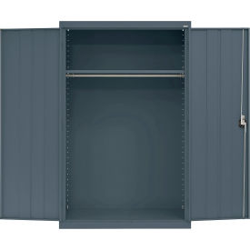 Elite All-Welded Wardrobe Cabinet, Solid Door, 46"W x 24"D x 72"H, Charcoal