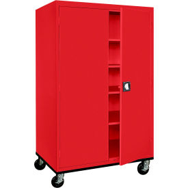 Transport Heavy Duty Mobile Storage Cabinet, 22 Gauge, 46"W x 24"D x 78"H, Red