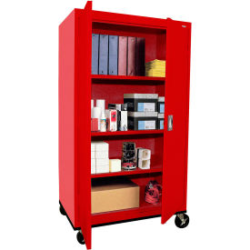 Transport Heavy Duty Mobile Storage Cabinet, 22 Gauge, 36"W x 24"D x 72"H, Red