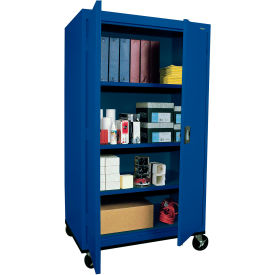 Transport Heavy Duty Mobile Storage Cabinet, 22 Gauge, 36"W x 24"D x 72"H, Blue