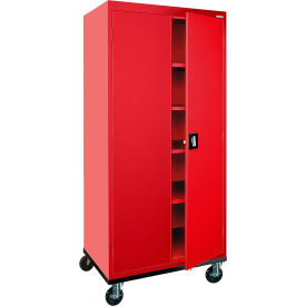 Transport Heavy Duty Mobile Storage Cabinet, 22 Gauge, 36"W x 24"D x 78"H, Red