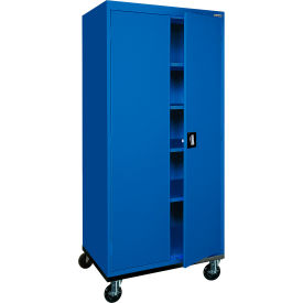 Transport Heavy Duty Mobile Storage Cabinet, 22 Gauge, 36"W x 24"D x 78"H, Blue