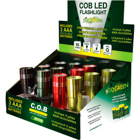 COB LED Flashlight with 3 AAA Batteries, 80 Lumens, Pack of 12