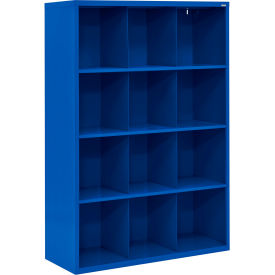 Cubbie Storage Cabinet, 12 Openings, Open Front, Steel, 46"W x 18"D x 66"H, Blue