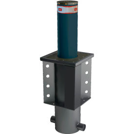 Automatic Crash-Rated Retractable Security Bollard with Lights, 10-3/4"Dia., Gray/Green