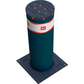 Semi-Automatic Retractable Security Bollard, 8-5/8" Dia., Silver
