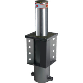 Automatic Crash-Rated Retractable Security Bollard with Lights, 10-3/4" Dia., Silver/Gray