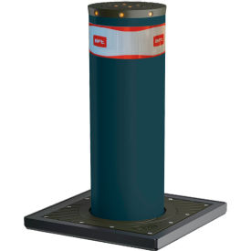 Fixed Crash-Rated Security Bollards with Lights, 10-3/4" Dia, Green