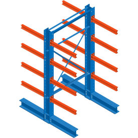 Double Sided Structural Cantilever Rack Starter, 10 Storage Levels, 48"Wx48"Dx144"H
