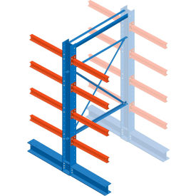 Double Sided Structural Cantilever Rack Add-On, 10 Storage Levels, 48"Wx48"Dx144"H