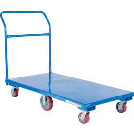 Steel Flat Bed Cart, 5" Polyurethane Casters, 68" x 30", 2000 lb Capacity