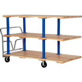 Hardwood Triple Deck Platform Cart, 6" Mold-On Rubber Wheels, 74" x 36", 1600 lb. Cap.