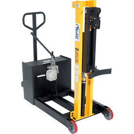 Manual Drive Manual Lift Counter Balanced Drum Stacker, 49-1/4" Lift, 700 lb Capacity