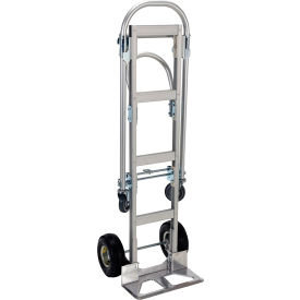 Aluminum 2-in-1 Convertible Hand Truck with Poly-On-Steel Wheels, 500 lb. Cap, 62-1/4"H