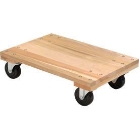 Hardwood Solid Deck Dolly with Non-Marking Casters, 24" x 16", 1200 lb Capacity