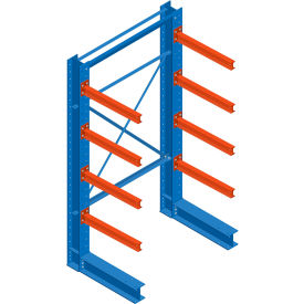 Single Sided Structural Cantilever Rack Starter, 5 Storage Levels, 48"Wx48"Dx144"H