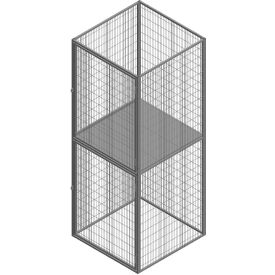 2-Tier Storage Locker with Mesh Back, Starter Unit, 48"W x 49"D x 93"H, Gray
