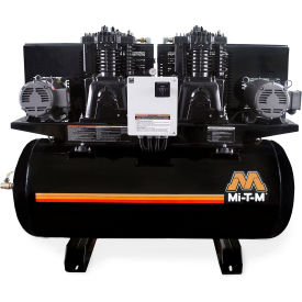 Two Stage Duplex Horizontal Air Compressor, 7-1/2 HP, 120 Gal., 175 PSI, 3PH, 230V