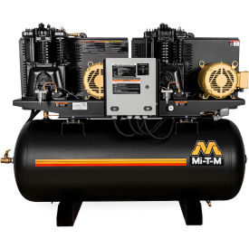 Two Stage Duplex Horizontal Air Compressor, 7-1/2 HP, 120 Gal Cap, 175 PSI, 3PH, 230V