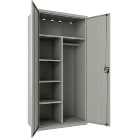 All-Welded Combo Wardrobe Cabinet, 36"W x 18"D x 72"H, Light Gray