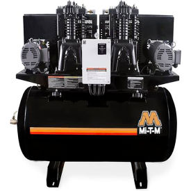 Two Stage Duplex Horizontal Air Compressor, 5 HP, 120 Gallon Cap., 175 PSI, 3PH, 200V
