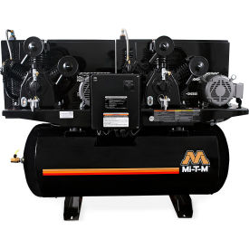 Two Stage Duplex Horizontal Air Compressor, 10 HP, 120 Gal., 175 PSI, 3PH, 230V