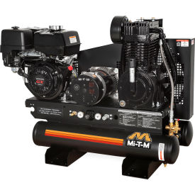 Stationary Air Compressor/Generator Combo, 8 Gal. Cap., 389cc Honda OHV, Recoil Start