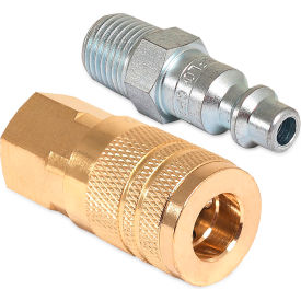 Air Compressor Quick Coupler Set, 1/4" Industrial Interchange Style, 1/4" FPT, 1/4" MPT
