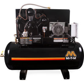 Simplex Two Stage Horizontal Air Compressor, 10 HP, 120 Gal. Cap., 175 PSI, 3PH, 200V