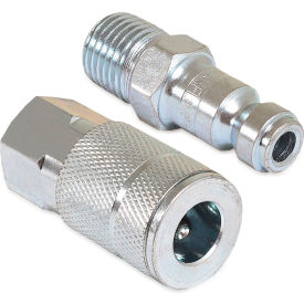 Air Compressor Quick Coupler Set, 1/4" Automotive Style, 1/4" FPT, 1/4" MPT