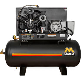 Simplex Two Stage Horizontal Air Compressor, 10 HP, 120 Gal. Cap., 175 PSI, 1PH, 230V
