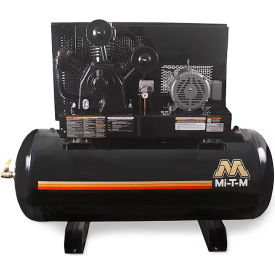 Simplex Two Stage Horizontal Air Compressor, 10 HP, 120 Gal. Cap., 175 PSI, 3PH, 230V