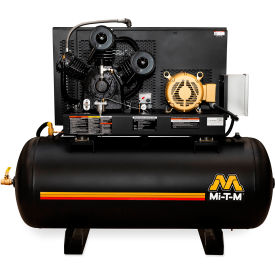 Simplex Two Stage Horizontal Air Compressor, 10 HP, 120 Gal. Cap., 175 PSI, 3PH, 460V