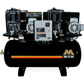 Two Stage Duplex Horizontal Air Compressor, 7-1/2 HP, 120 Gal, 175 PSI, 1PH, 230V