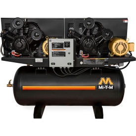 Two Stage Duplex Horizontal Air Compressor, 10 HP, 120 Gallon Cap., 175 PSI, 1PH, 230V