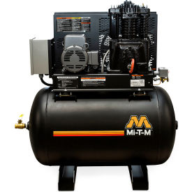 Simplex Two Stage Horizontal Air Compressor, 5 HP, 80 Gal. Cap., 175 PSI, 1PH, 230V