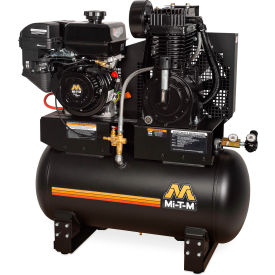 Stationary Air Compressor, 30 Gallon Capacity, 300cc OHV, Recoil Start