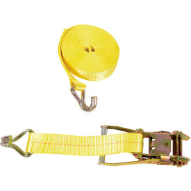 Polyester Ratcheting Cargo Strap with Rod Hook, 3325 lb. Capacity, 2" x 27', Yellow