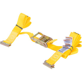 Polyester Ratcheting Cargo Strap with E-Clip, 1335 lb. Capacity, 2" x 12', Yellow