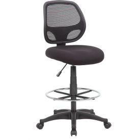 Commercial Grade Armless Mesh Back Drafting Stool, Black